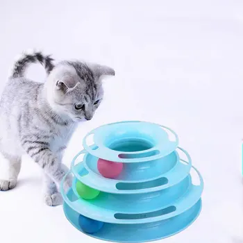Trei Niveluri de animal de casă pisică jucărie Turn de Piese Disc pisica Inteligenta Distracții triple play disc jucării pisica minge de Formare Distracții placa