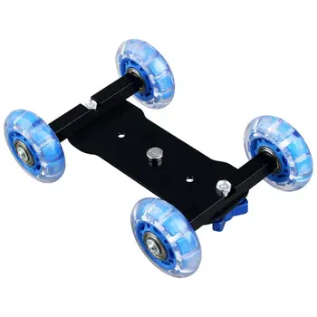 Tabelul de Sus Dolly Mini Masina de Patinator Piesa Slider Super Mut pentru aparat Foto DSLR camere Video (Albastru si Negru)