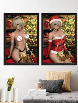 Nier Automate de Crăciun Anime 2B No2 Tip B Nud Fata Sexy Lady YoRHa Poster Acasă Cadou Stiker Perete Decor Cameră de Printuri de Artă Mătase