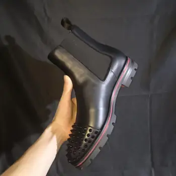 2020 Mare Roșie de Sus Jos Cizme negre din Piele Pantofi Barbati Casual Balerini Mocasini Toecap Bărbați Cizme Martin Adidași size38-45