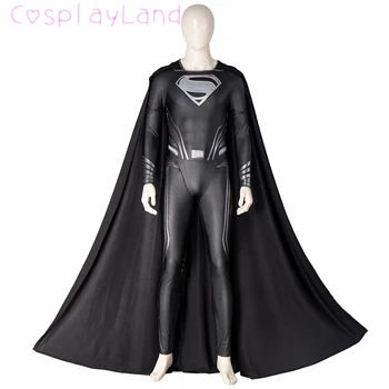 Halloween Clark Cosplay Kent Negru Costum De Super-Erou Bodysuit Om Costum Personalizat Negru Salopeta, Pelerina, Cizme