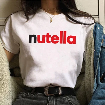 2021 Nutella Print T Camasa pentru Femei 90 Harajuku Kawaii Moda T-shirt Grafica de Desene animate Drăguț Tricou Stil coreean de Top Teuri de sex Feminin