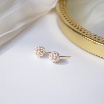 Noua Modă 14k Aur Adevărat Gypsophila Design Cercei cu Perle pentru Femei S925 Argint Ac Stud Bijuterii de Înaltă Calitate Partid Cadou frumos