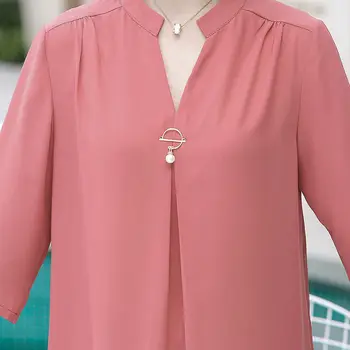 Solid V-neck maneca jumătate Șifon tricou femeie de Moda elegante plus dimensiune 5XL bluza vrac doamnelor 2021 nou Mama casual de primavara topuri