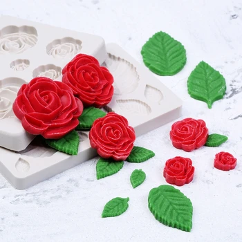 Vânzare fierbinte de Flori de Trandafir Mucegai Silicon pentru Fondant de Decorare Tort de Ciocolata Cookie Sapun Argila Polimer Rășină