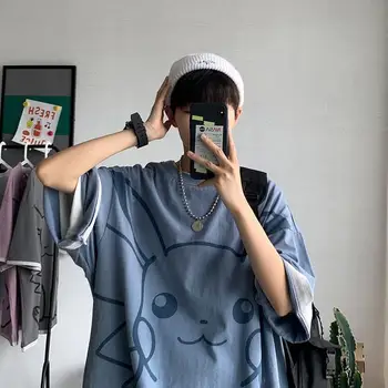 Vara bărbați imprimate jumătate maneca top nou trend Pikachu cu maneci scurte T-shirt-coreean student pierde T-shirt