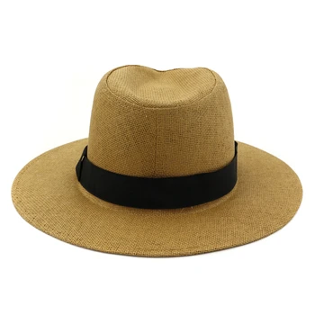 Panama Pălărie Stil Britanic de Vară, Pălării de Soare pentru Femei de Plaja Pălărie de Paie pentru Bărbați Protectie UV Capac Bej palarie de soare Palarie Sombrero