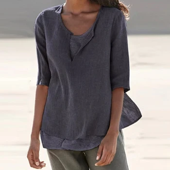 Casual v-neck femei t-shirt de vară simplu culoare solidă la mijlocul lungime de top de sex feminin topuri cu maneci scurte doamnelor topuri plus dimensiune 5xl