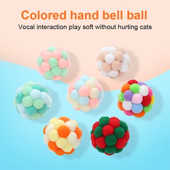 Animal De Casă Pisică Jucărie Colorat Manual Minge Bouncy Pisoi Jucării De Pluș Bell Ball Mouse-Ul Jucărie Planeta Pisica Minge Jucarii Interactive Consumabile Pentru Animale De Companie