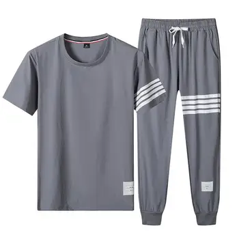 [Mens Hip Hop Set] de Vară de Moda pentru Bărbați Seturi Scurte T Shirt pantaloni Scurți Casual sex Masculin Mozaic Imbracaminte Pantaloni de Trening Jogger 4XL