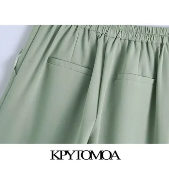 KPYTOMOA Femei 2021 Moda Chic Buzunare Laterale Pantaloni Drepte Epocă de Mare Elastic Talie cu Fermoar Glezna Feminin Pantaloni Mujer