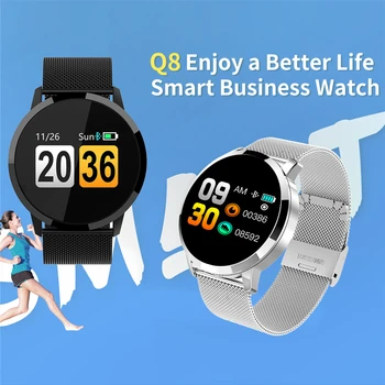 NOUL Q8 Ceas Inteligent de Afaceri de Moda Bărbați Femei Impermeabil Heart Rate Monitor de Presiune sanguina Fitness Bratara Smartwatch VS Q88