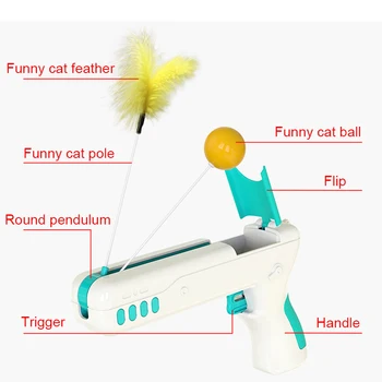 Catapulta Amuzant Pisica Arma Jucării Pene Pliabil Joc Interactiv De Formare Pisoi Jucării Pentru Animale De Companie Pisica Puzzle Ball Produs Accesorii