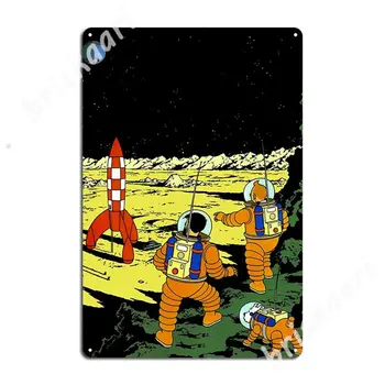 Tintin Aventurieri Pe Lună Semne de Metal Party Club Living Amuzant Decor de Perete Tin semn Postere