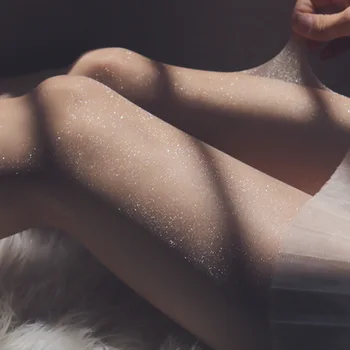 Femei Ultra Subțire Bling Ciorapi De Argint Strălucitoare De Mătase Chilot Sexy Subțire Chilot Transparent Moda Bling Dresuri 1 Perechi