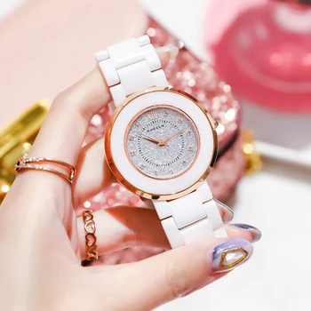 Ceramica Femei ceas încrustat cu diamante impermeabil Japonia cuarț circulație Doamnelor Brățară de lux, gresie cadran ceas de sex feminin SS1017