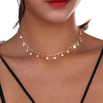 Moda Stea De Aur Cravată Colier Pandantiv Pentru Femei Dulce De Culoare Argintiu Star Ciucure Coliere Minimalist 2021 Tendință De Bijuterii