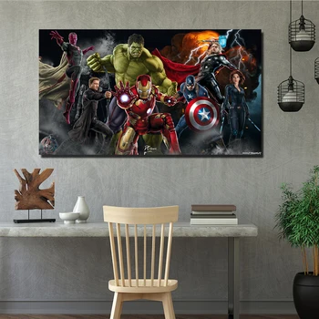 Marvel Avengers Poster De Film Captain America, Hulk, Iron Man, Thor Cameră Decor De Perete De Arta De Imprimare Imagine Panza Pictura Cadou