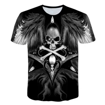 2020 Skull Print T camasa Barbati Schelet 3D Imprimate Tricou Hip Hop Haine Cool Reaper Craniu Streetwear Casual de Vara Tricou