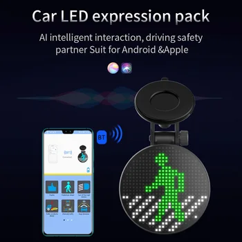 EM01 Masina Amuzant Fereastra din Spate Emoție Lumina Auto Inteligent APP de Control Bluetooth 5.0 Semn de Afișare Lumina RGB LED Lampă Auto Accesorii