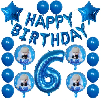 29Pcs Desene animate Seful Copil Balon 30 Inch Numărul Folie, Baloane cu Heliu Copil de Dus 1st Birthday Party Decor Latex Aer Globos