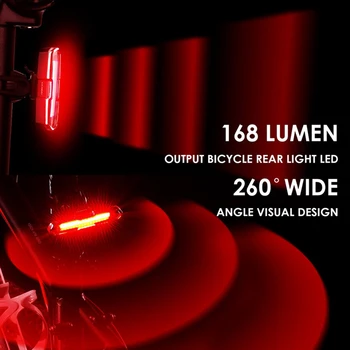 Biciclete Coada Lumina Ultra Luminos de Biciclete Lumina USB Reîncărcabilă LED Biciclete Lumina din Spate 5 Modul de Lumina, Faruri cu Rosu+Albastru