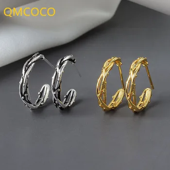 QMCOCO Argint 925 Neregulate Rotund-Forma Stil Vintage Geometrie Mici Cercei Stud Pentru Femei Bijuterii Accesorii