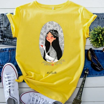 Kawaii Tricouri Fată care Deține Gâscă Frumoasă Imprimare Tricouri Femei din Bumbac Hip Hop Tricou Pentru Femei de Vintage Femeie Maneca Scurta Top