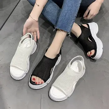 Femei Sandale 2021 Indesata Încălțăminte de Vară, Sandale cu Platforma pentru Femei Pantofi pentru Femeie Aluneca pe Peep Toe Tricotate Casual Doamnelor Adidasi