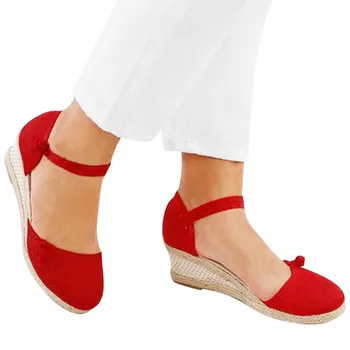 2021 Femei De Moda Doamnelor Retro Panza De Pană Rotund Toe Sandale Casual Single Pantofi Pene Tocuri Inalte Zapatos Mujer