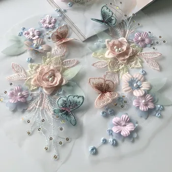 Trei-dimensional cu paiete, broderie flori cu margele de patch-uri pentru copii haine din China materiale decorative DIY