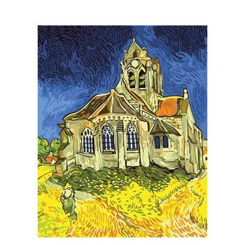 Rezumat Biserica Vopsea De Numărul Cu 50x75 Cadru Peisaj lucrate Manual Pe Panza DIY Meșteșug Kituri Pentru Adulți Imagine de Colorat Desen