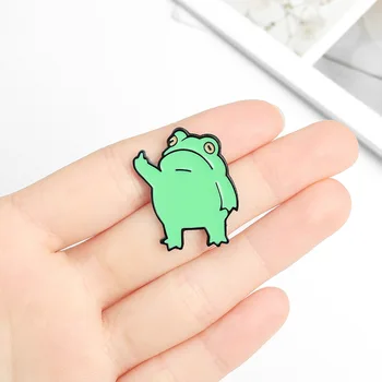 Broasca amuzant Broșe Verde Animale Email Pin Sac de Pin Rever Anime Froggy Gest Insignă de Metal Bijuterii Cadou pentru Prietenii en-Gros