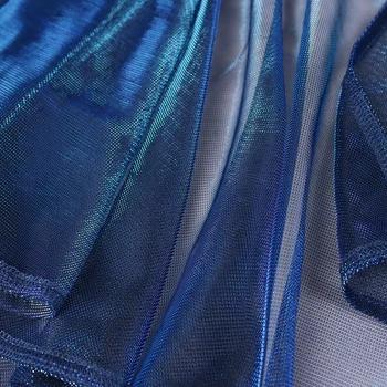 Femei Albastru ochiurilor de Plasă Vedea Prin Bluza V Gât Topuri cu Maneci Lungi Transparente Sexy cu Centura de Talie 2021 Vara Tricou Nou Elegant Blusa