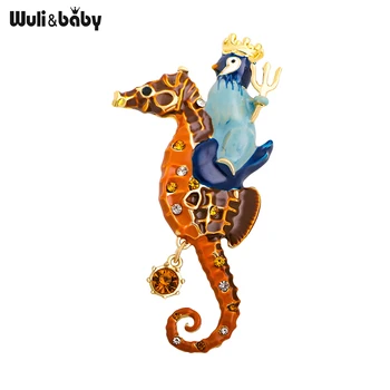Wuli&copilul de Email Pegion Plimbare Seahorse Broșe Pentru Femei Animale Amuzant Casual, Petrecere Broșă Pin Cadouri