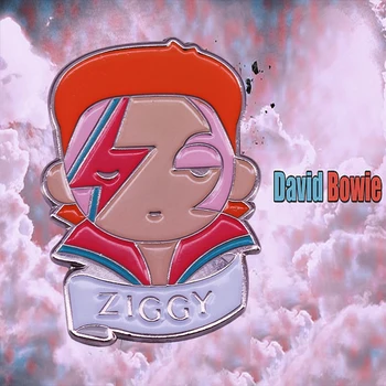 Ziggy Stardust Insigna Legenda Muzicii David Bowie Email Pin roșu și albastru fulger brosa