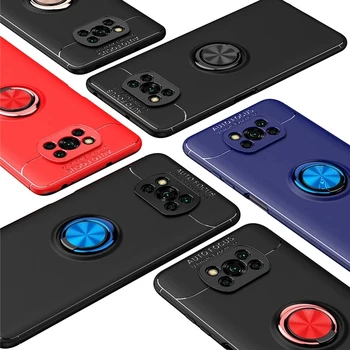 F3 Caz pentru Xiaomi Poco X3 Inel Magnetic Titularul Caz, NFC, rezistent la Șocuri pentru Pocophone X2 M2 M3 F2 C3 Pro