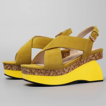 DORATASIA 2019 Moda INS Hot Kid Suede Sandale Pantofi Femeie de Vara piele de Oaie Repriza Platforma Femei Pantofi Sandale Pană Femeie