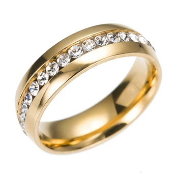 De aur-Nunta de culoare Benzile de Inel pentru Femei, Bărbați Bijuterii Norocos inel de 6mm din Otel Inoxidabil Inel de Logodna Cadou de Aniversare