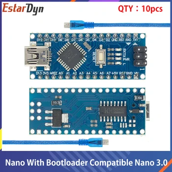 10BUC Nano Cu bootloader compatibil Nano 3.0 controler pentru arduino CH340 USB driver 16Mhz Nano v3.0 ATMEGA328P