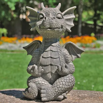 MystiCalls Grădină Dragon Meditat Statuie Colectarea de Rășină Ornament Forma de Dinozaur în aer liber Curte Decor садовые фигуры
