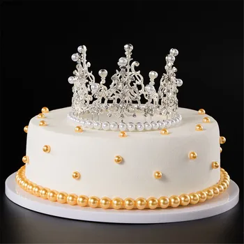 1buc Perla Coroanei Tort Decorative Mici, Diademe Cristal Pearl Princess Toppers Tort de Nunta Tort de Decorare Ornamente