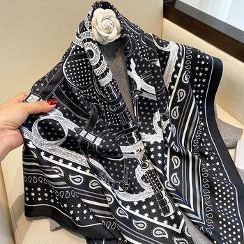 2021 Pătrat Eșarfă de Mătase pentru Femei Basma Cap de Femeie Eșarfe Shwal Folie Bandană Costum Primăvară-Vară Mare Hijab Foulard 90*90cm