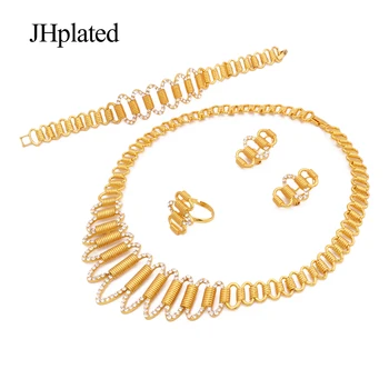Dubai placat cu aur de 18K designer de bijuterii seturi de nunta mireasa cadouri pentru fete femei colier bratara cercei inel Bijuterii set