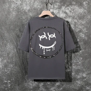 GlacialWhale tricou Barbati 2021 Topuri de Vara Smiley Imprimare Tricou Hip Hop Streetwear Harajuku Supradimensionate Plus Dimensiune T-Shirt Pentru Barbati