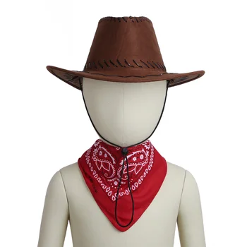 Cowboy Palarie Cow Boy Accesorii Costum Cowboy Vest Simțit Cordon Pălărie cu Bandana pentru Băieți și Fete de Halloween Petrecere de Crăciun
