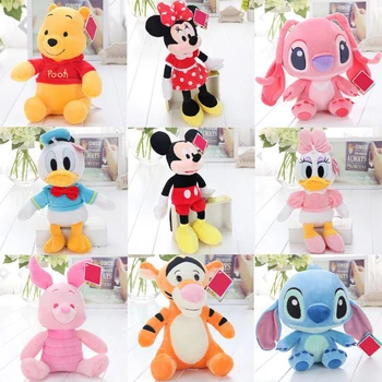 Disney Umplute Animale de Pluș Drăguț Mickey Mouse, Minnie, Winnie the Pooh Papusa Lilo și Stitch Purcel Cadou de Ziua de nastere pentru Copii Fete de Jucărie