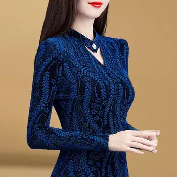 Femei Primavara Toamna Bluza Stil Camasa Femei ochiurilor de Plasă Subțire Butonul Maneca Lunga coreean Elegante, Topuri SP1190
