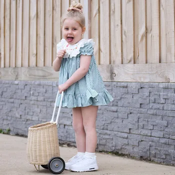 2020Summer Copilul Stil European și American Rochia cu Dungi Rochie cu Bule pentru Copii Haine Copii-Rochii pentru Fete