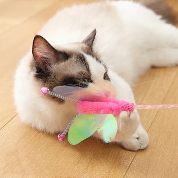 KIMPETS Simulare Fluture Zână Cat Stick Pisică Jucărie Amuzant Pisica Stick Pisoi Consumabile Pene Pisoi Luptă pentru animale de Companie Pisica Stick